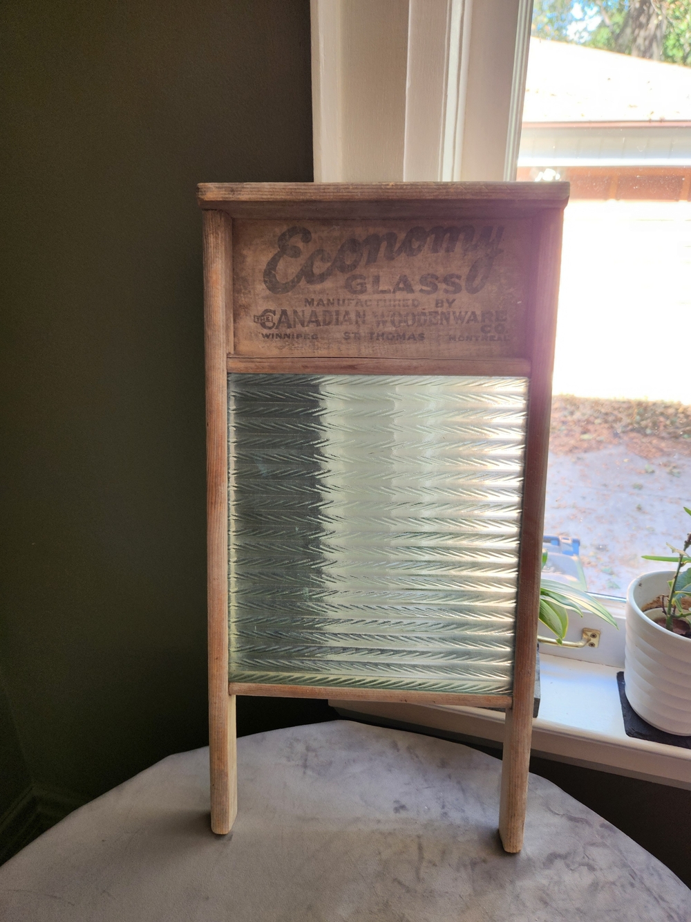 Canadian Woodware Vintage Washboard Antique Wood and Glass Cottagecore Decor